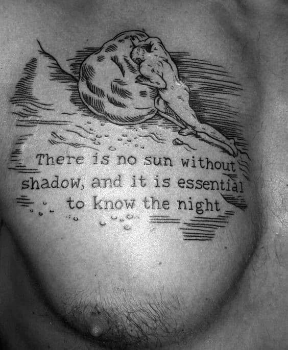 KREA  black and white tattoo of a toddler pushing a rock uphill on a  beach ink on skin circular tattoo myth of sisyphus