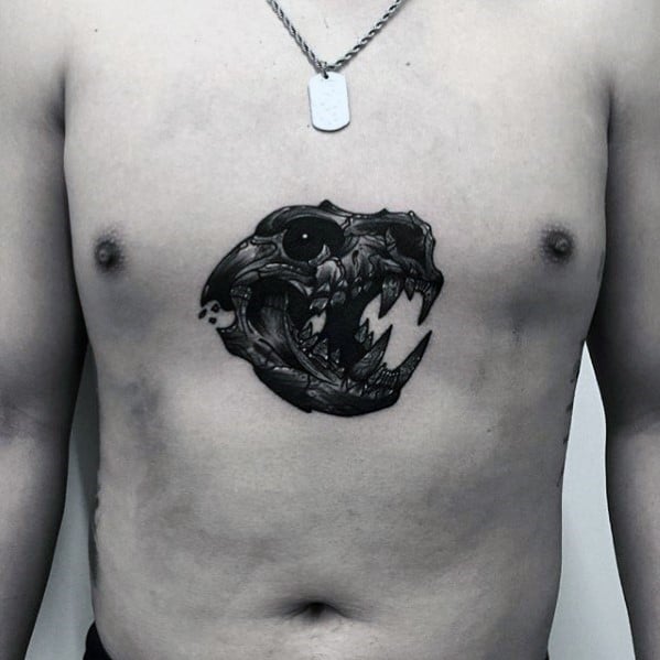 Gentleman With Cool Animal Wolf Skull 3d Design On Chest