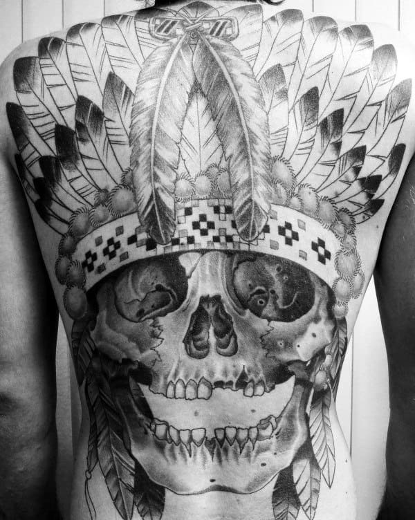 Native American Skull Tattoo Design