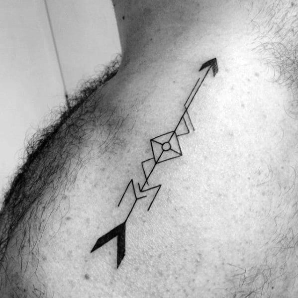 Gentleman With Geometric Arrow Tattoo