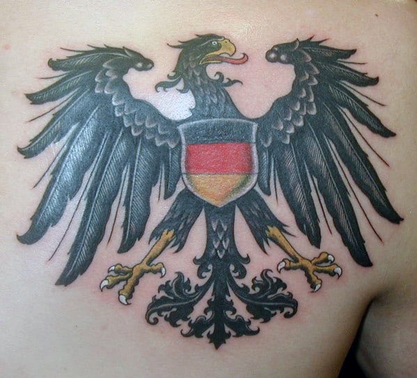 Gentleman With German Eagle Old School Tattoo Design