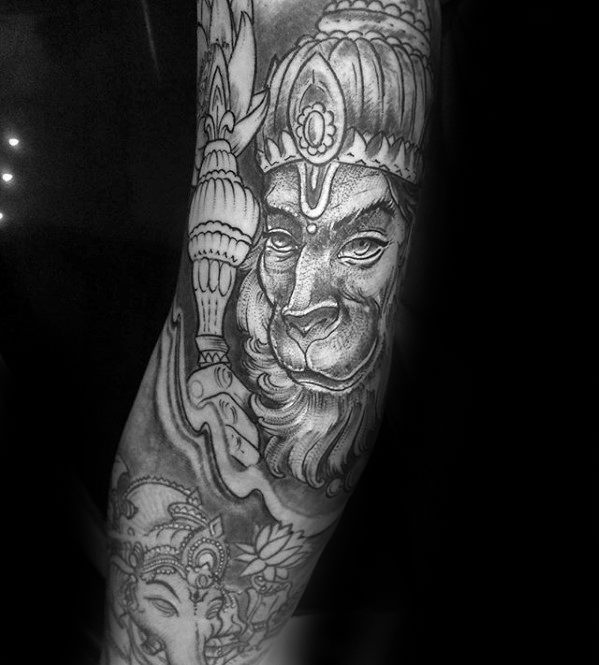 Gentleman With Hanuman Tattoo Sleeve Ideas