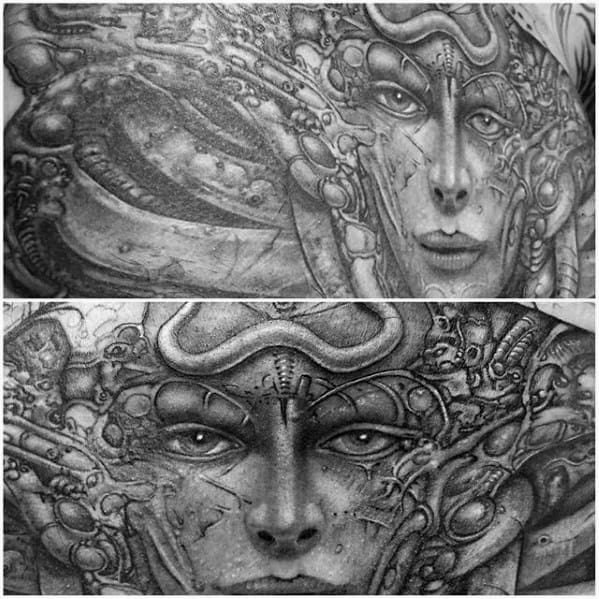 50 HR Giger Tattoo Designs For Men   Gentleman With Hr Giger Tattoo 