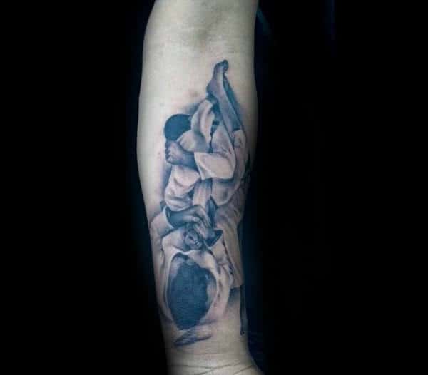 Gentleman With Inner Forearm Jiu Jitsu 3d Tattoo Design