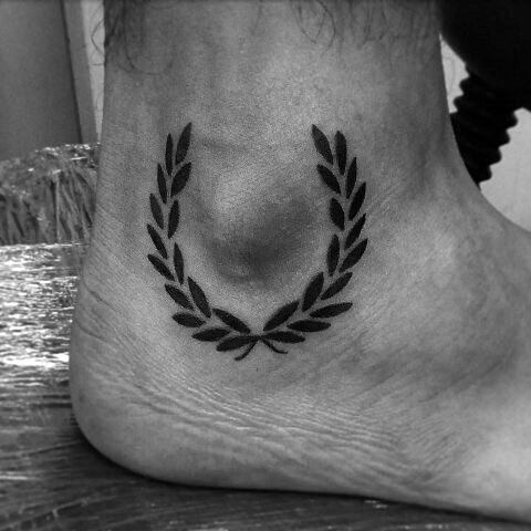 Gentleman With Laurel Wreath Ankle Tattoo