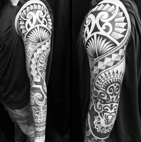 Gentleman With Maori Full Sleeve Tattoos