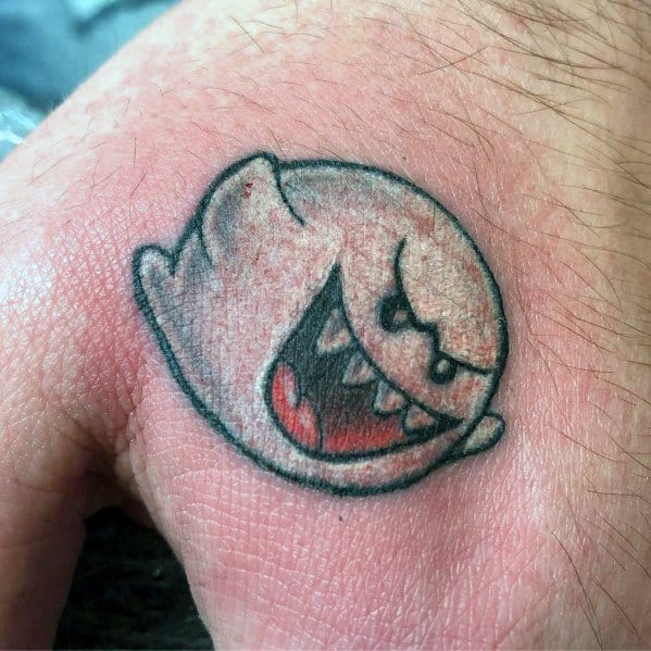 Gentleman With Mario Ghost Tattoo.