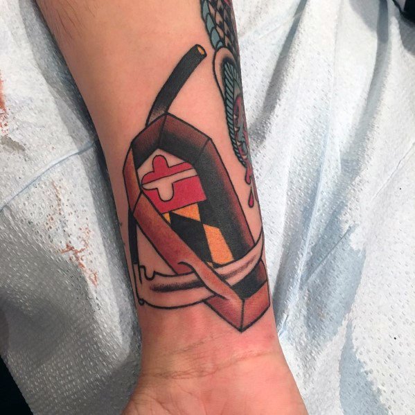 Gentleman With Maryland Flag Tattoo