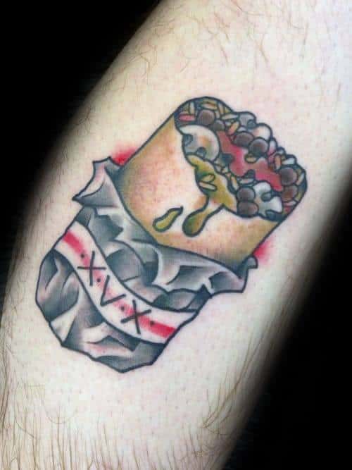 Gentleman With Old School Traditional Burrito Tattoo