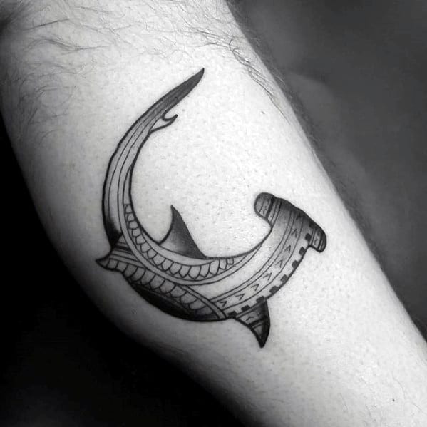 Gentleman With Polynesian Shark Animal Tribal Tattoo