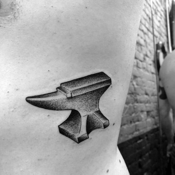Gentleman With Rib Cage Side Anvil Tattoo