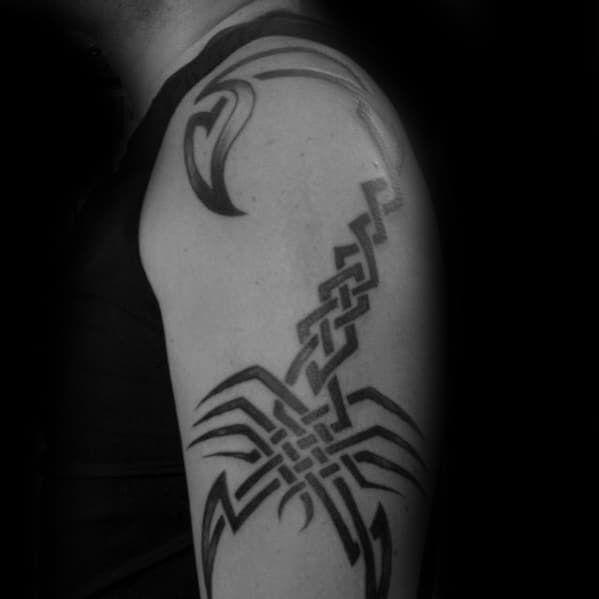 Gentleman With Scorpion Tribal Celtic Arm Tattoo