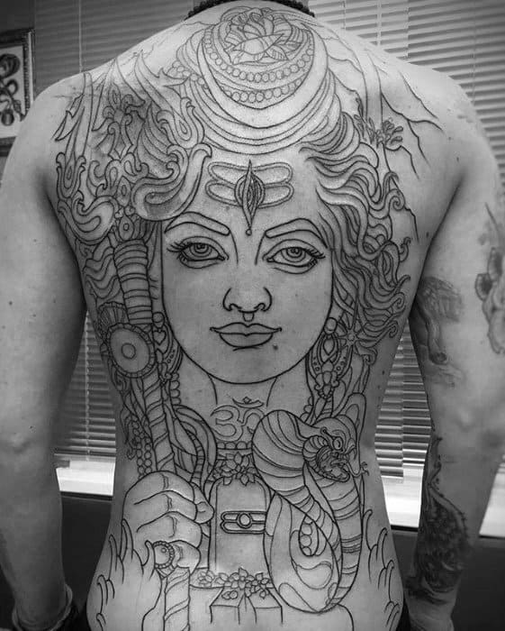 gentleman with shiva god themed full back tattoo