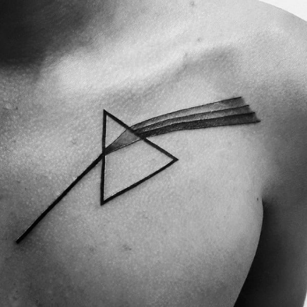 Gentleman With Simple Black Ink Chest Pink Floyd Album Cover Dark Side Of The Moon Tattoo