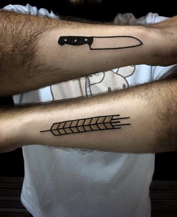 Gentleman With Simple Traditional Outer Forearm Chef Knife Tattoo