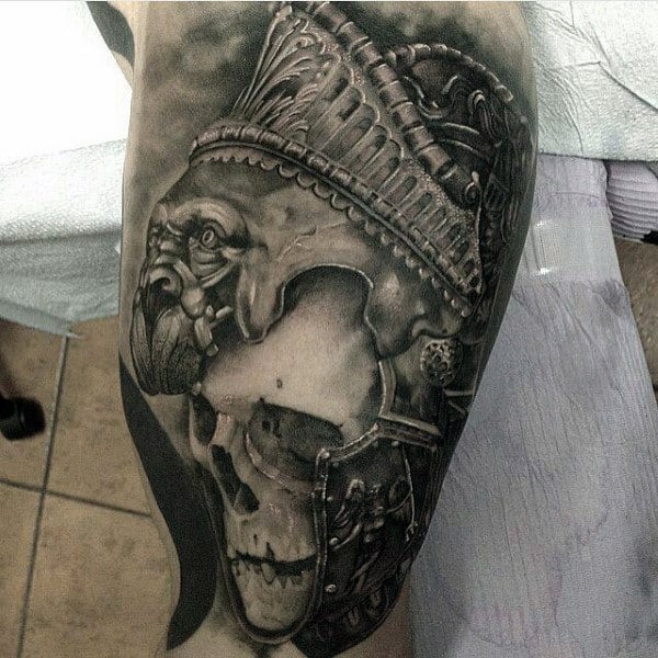Gentleman With Skull Warrior Modern 3d Arm Tattoo