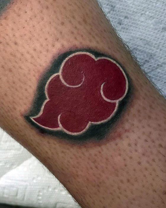 Gentleman With Small Naruto Red Ink Cloud Forearm Tattoo