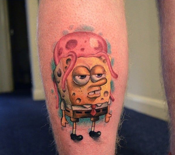 Gentleman With Spongebob Jellyfish Tattoo