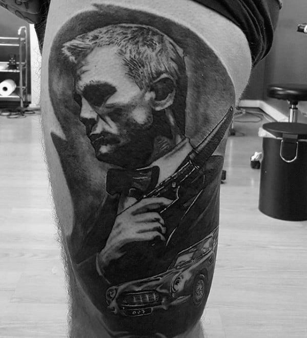 Gentleman With Thigh 3d James Bond Tattoo