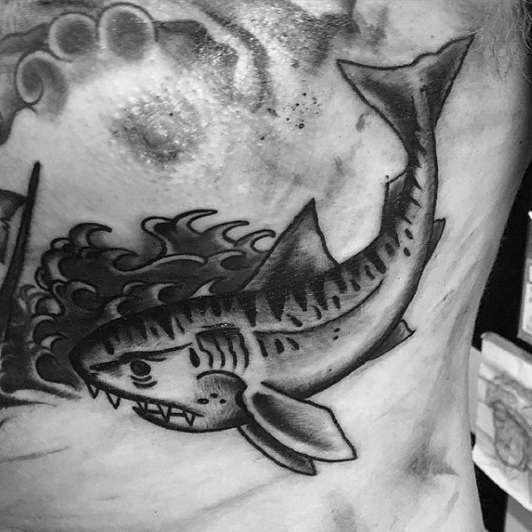 Gentleman With Tiger Shark Tattoo
