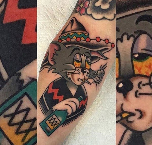 Gentleman With Tom And Jerry Tattoo