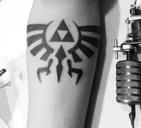 Gentleman With Triforce Zelda Symbol Tattoo On Forearm