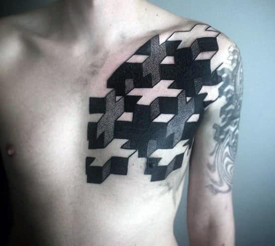 Geometric 3D Body Art Tattoo For Men