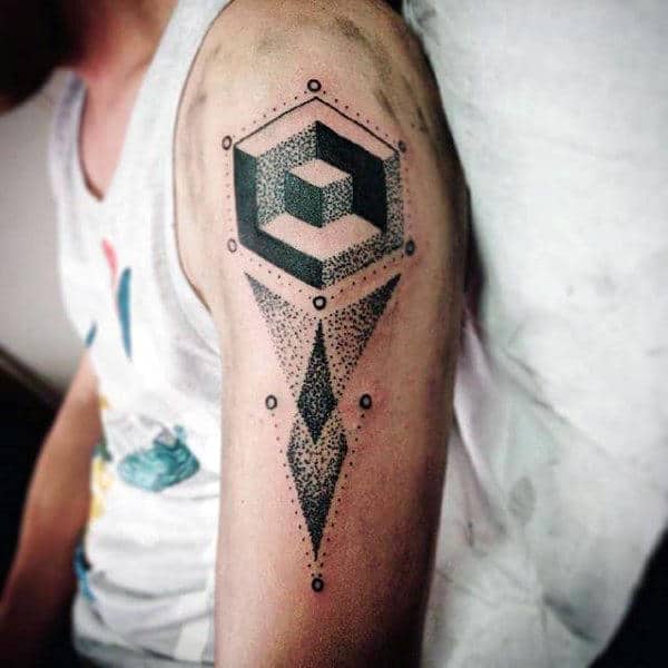 Geometric 3d Minimalist Guys Arm Tattoos