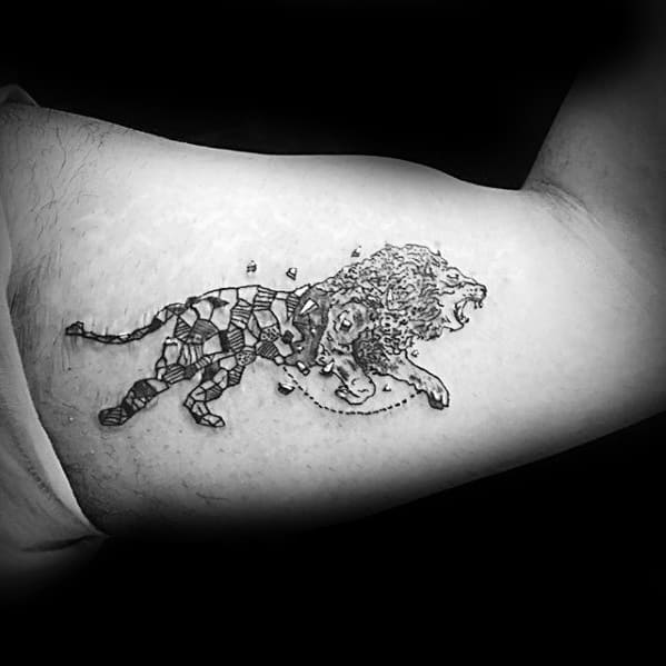 Geometric Animal Lion Mens Tattoo Designs