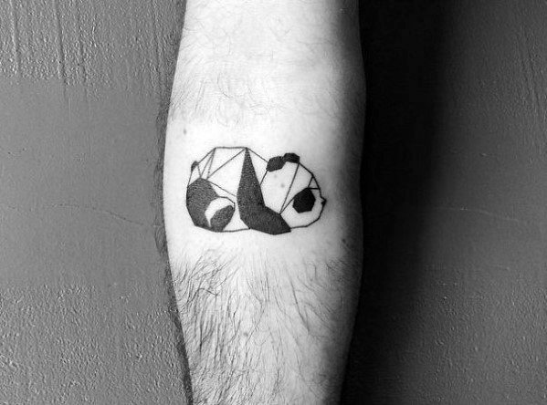 Geometric Animal Panda Bear Male Tattoos