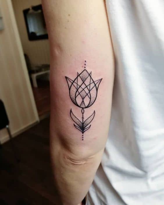 Geometric Art Tulip Tattoo