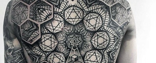 40 Geometric Back Tattoos For Men – Dimensional Ink Ideas