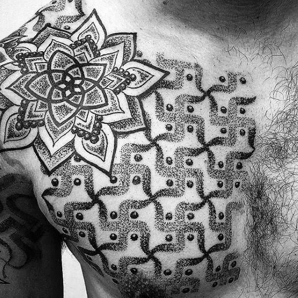Geometric Chest Tattoo Designs For Guys