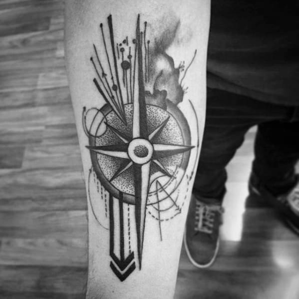Geometric Compass Tattoo Ideas For Males