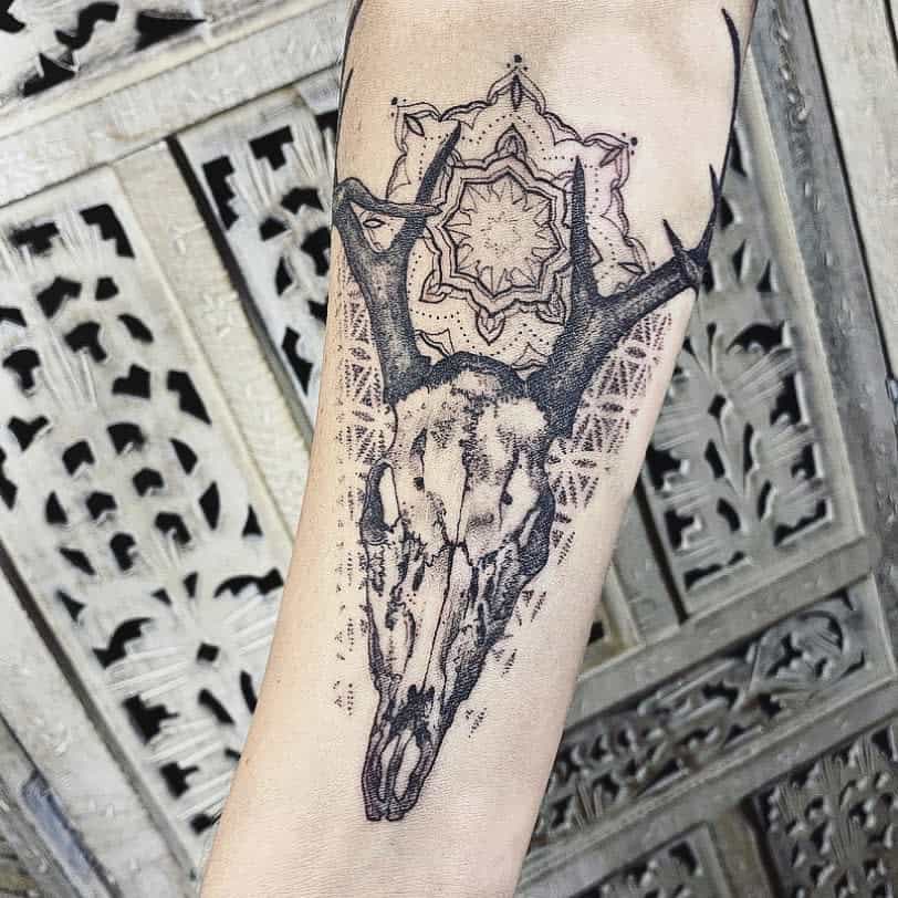 geometric deer skull tattoo jmsntattoos