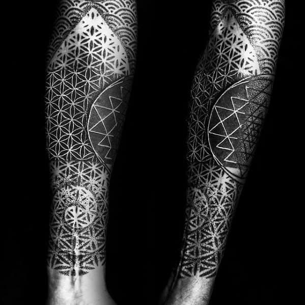 Geometric Forearm Sleeve Guys Tattoos