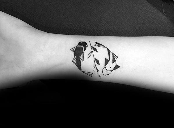 Geometric Forearm Small Male Yin Yang Koi Fish Tattoo Ideas