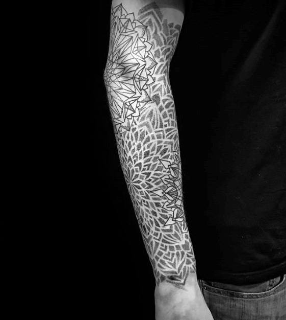 Geometric Full Forearm Sleeve Male Tattoo Designs