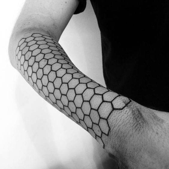Geometric Hexagon Forearm Mens Sleeve Tattoos