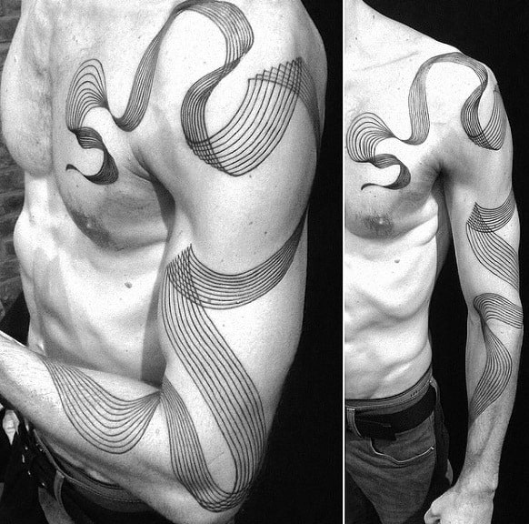 Geometric Lines Original Mens Full Arm Tattoo Designs