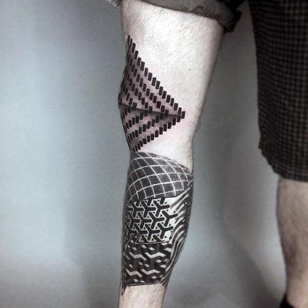 Geometric Male Knee Pattern Tattoo Ideas