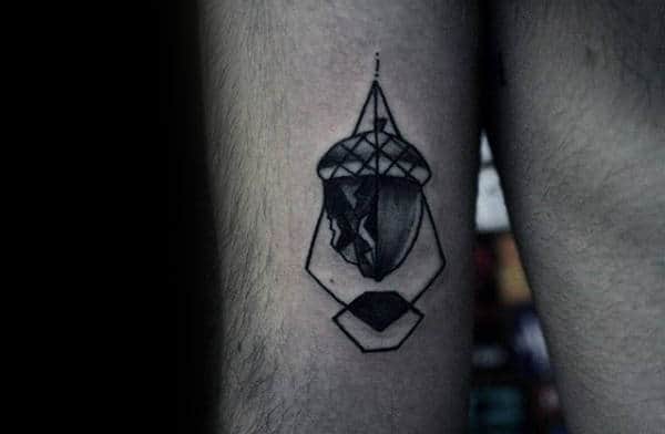 Geometric Mens Acorn Arm Tattoo Designs