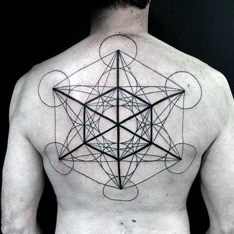 Geometric Mens Circle Upper Back Tattoo Ideas
