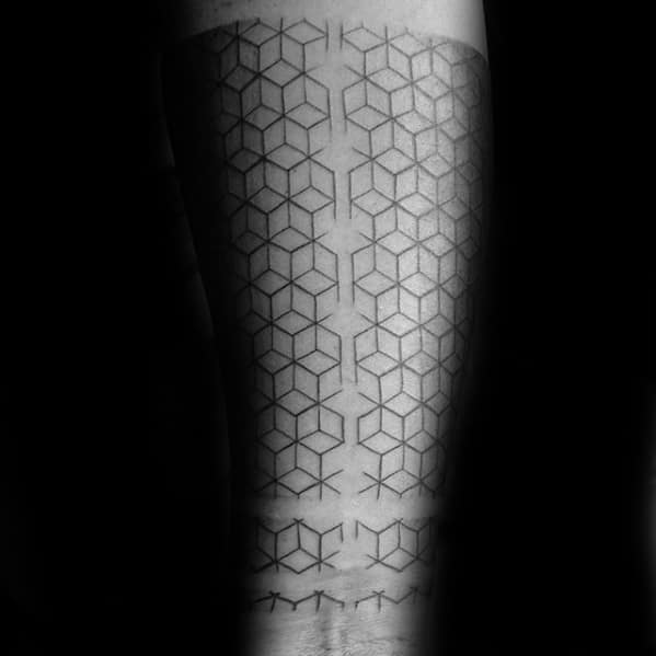 Geometric Mens Pattern Cubes Forearm Band Tattoo