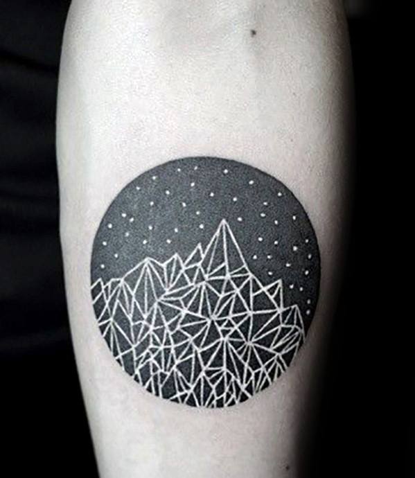 Geometric Mountain Mens Tattoo Ideas