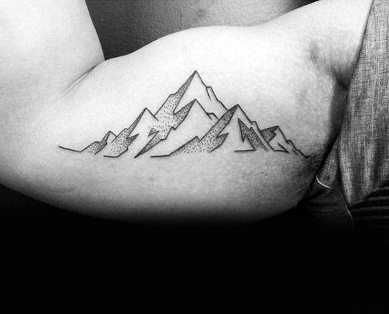 Geometric Mountain Tattoos For Gentlemen