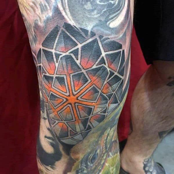 Geometric Optical Illusion Mens Tattoo On Leg
