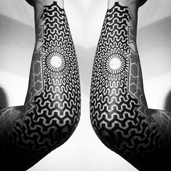 Geometric Outer Forearm Male Tattoo Ideas