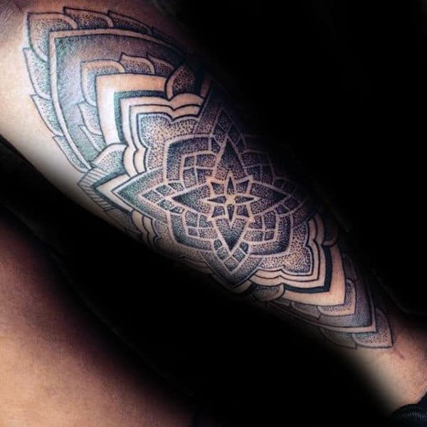 Geometric Pattern Guys Shin Tattoos