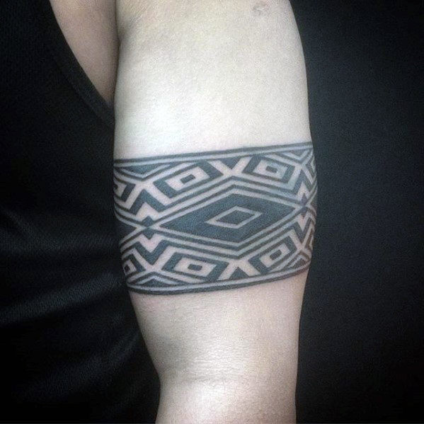 Geometric Pattern Tribal Armband Tattoos For Men